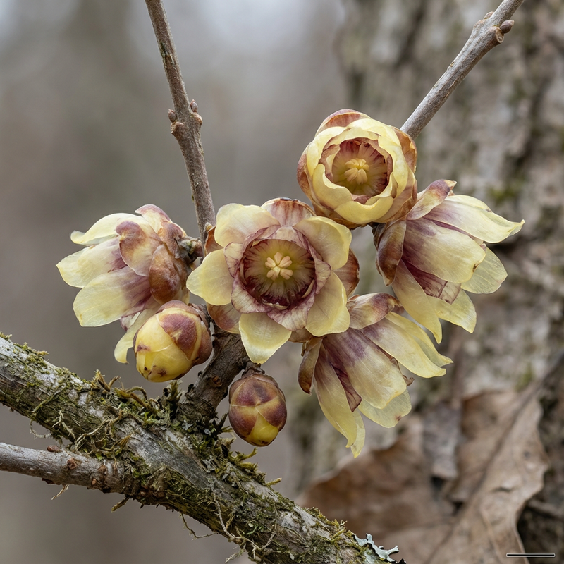 Chinesische Winterbluete (Chimonanthus praecox), KI-Illustration