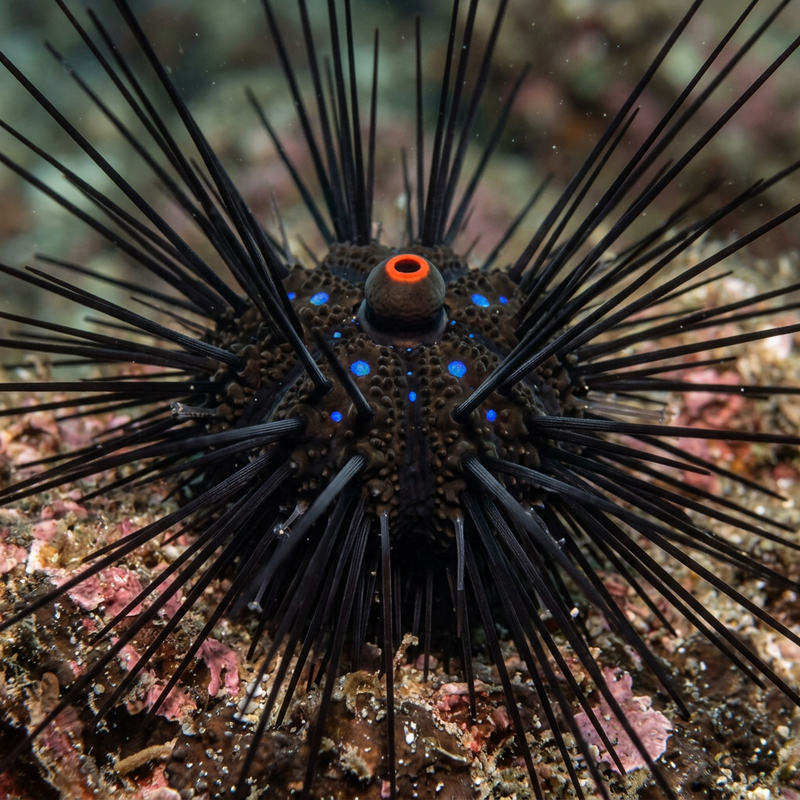 Diademe-Seeigel (Diadema setosum), KI-Illustration