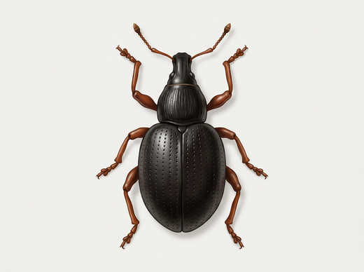 Erdbeerwurzelrüsselkäfer (Otiorhynchus ovatus) von oben