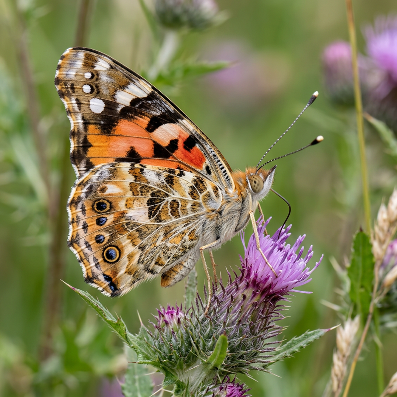 Distelfalter (Vanessa cardui), KI-Illustration