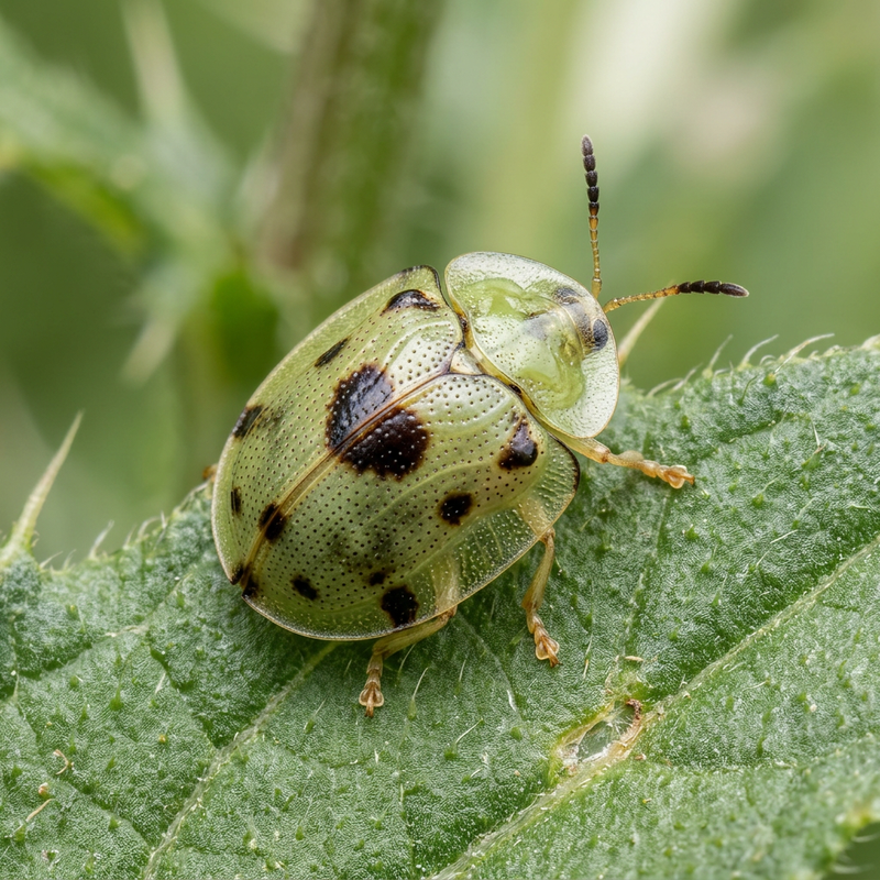 Distelschildkäfer (Cassida vibex), KI-Illustration