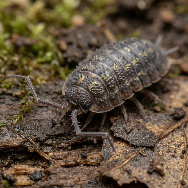 Dornfühlerassel (Porcellio spinicornis), KI-Illustration