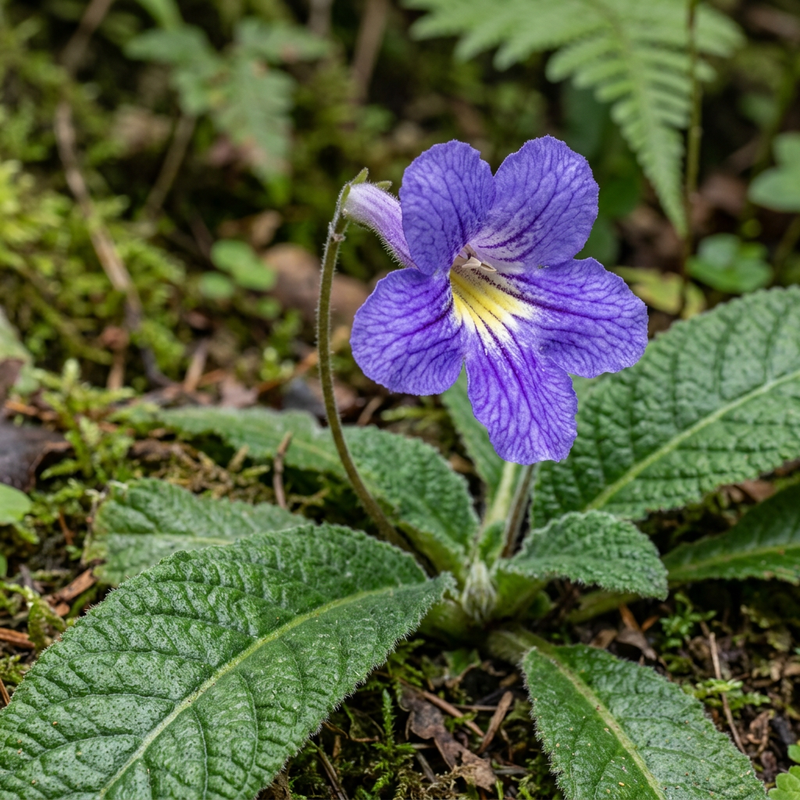 Drehfrucht (Streptocarpus-Hybride) (Streptocarpus hybridus), KI-Illustration