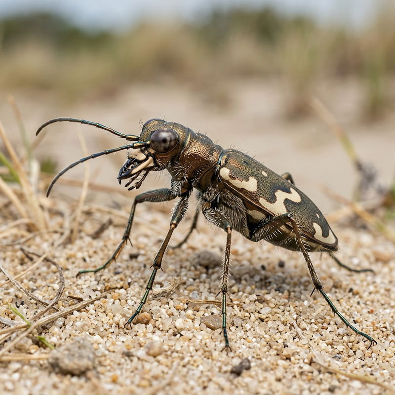 Dünen-Sandlaufkäfer (Cicindela hybrida), KI-Illustration