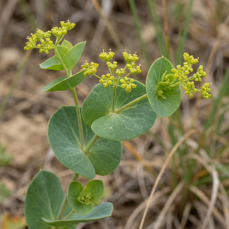 Durchwachsenblättriger Hasenohr (Bupleurum rotundifolium), KI-Illustration