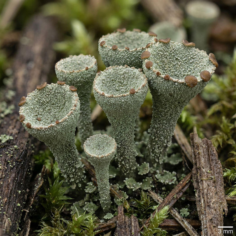 Echte Becherflechte (Cladonia pyxidata), KI-Illustration