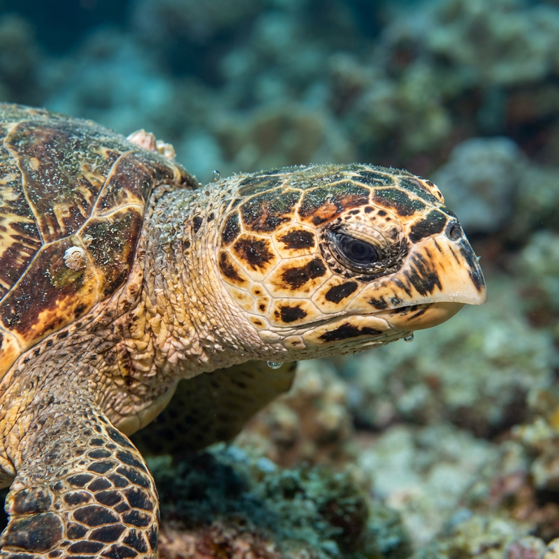 Echte Karettschildkröte (Eretmochelys imbricata), KI-Illustration