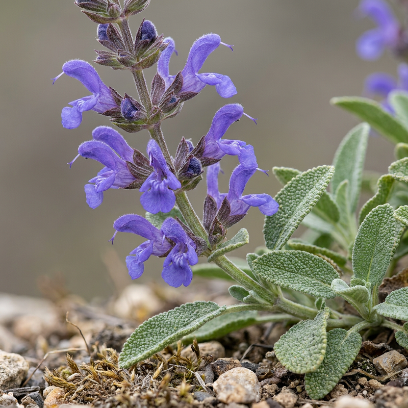 Echter Salbei (Salvia officinalis), KI-Illustration