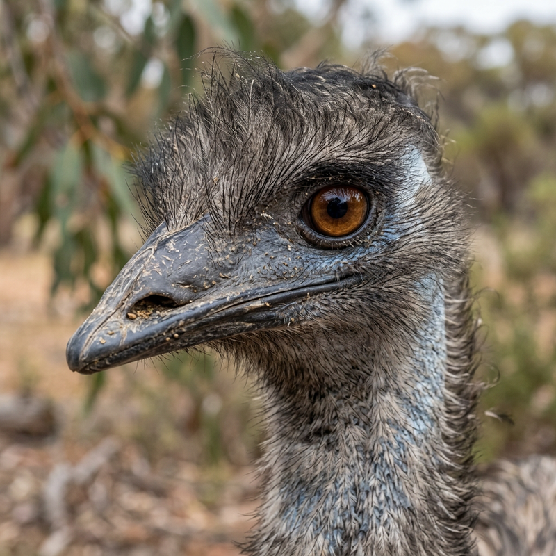 Emu (Dromaius novaehollandiae), KI-Illustration
