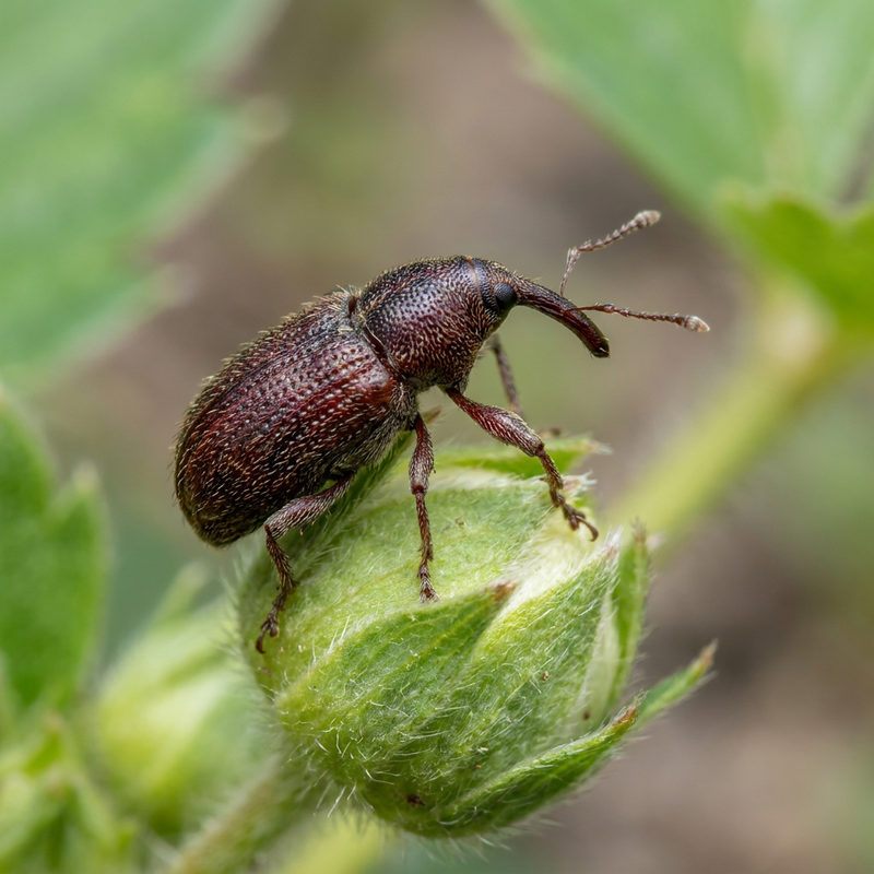 Erdbeerblütenstecher (Anthonomus rubi), KI-Illustration