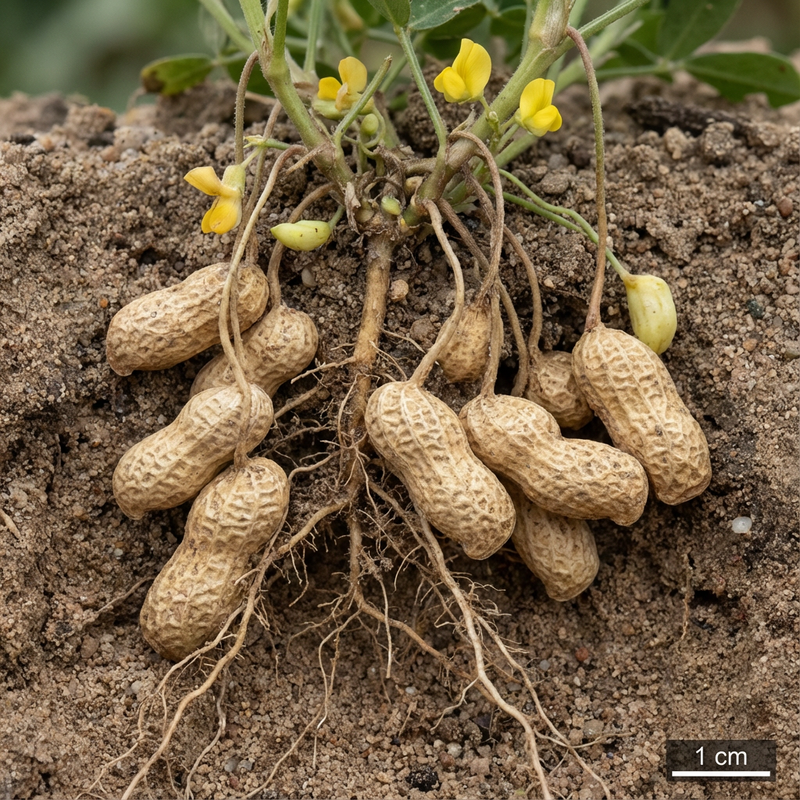 Erdnuesse (Arachis hypogeae), KI-Illustration