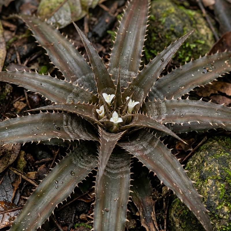 Erdstern (Hoplocryptanthus regius), KI-Illustration