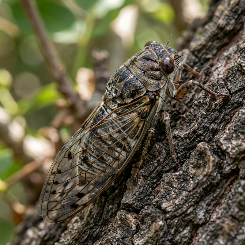 Eschen-Singzikade (Cicada orni), KI-Illustration