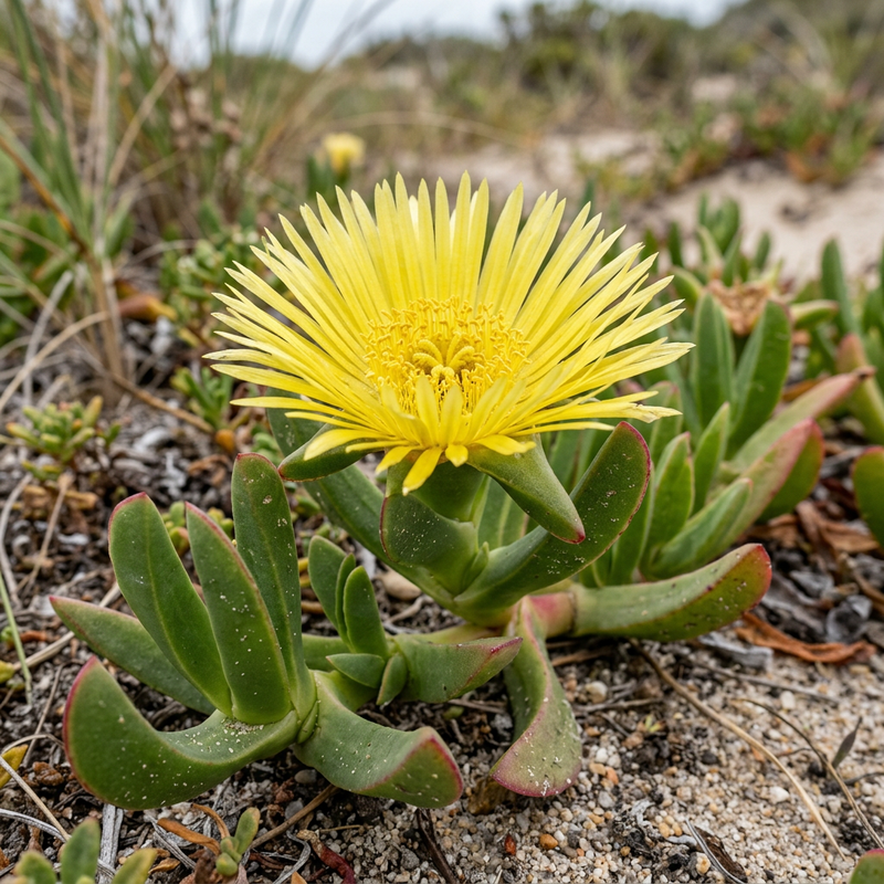 Essbare Mittagsblume (Carpobrotus edulis), KI-Illustration