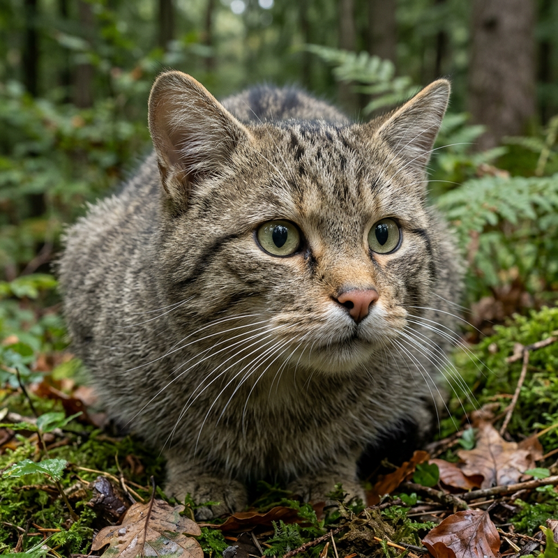 Europäische Wildkatze (Felis silvestris), KI-Illustration