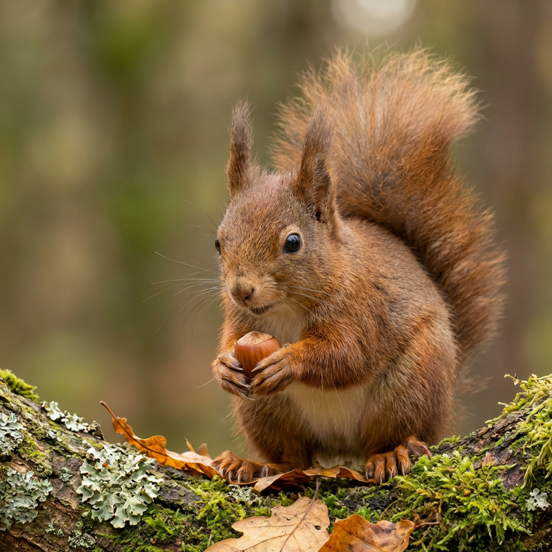 Europäisches Eichhörnchen (Sciurus vulgaris), KI-Illustration