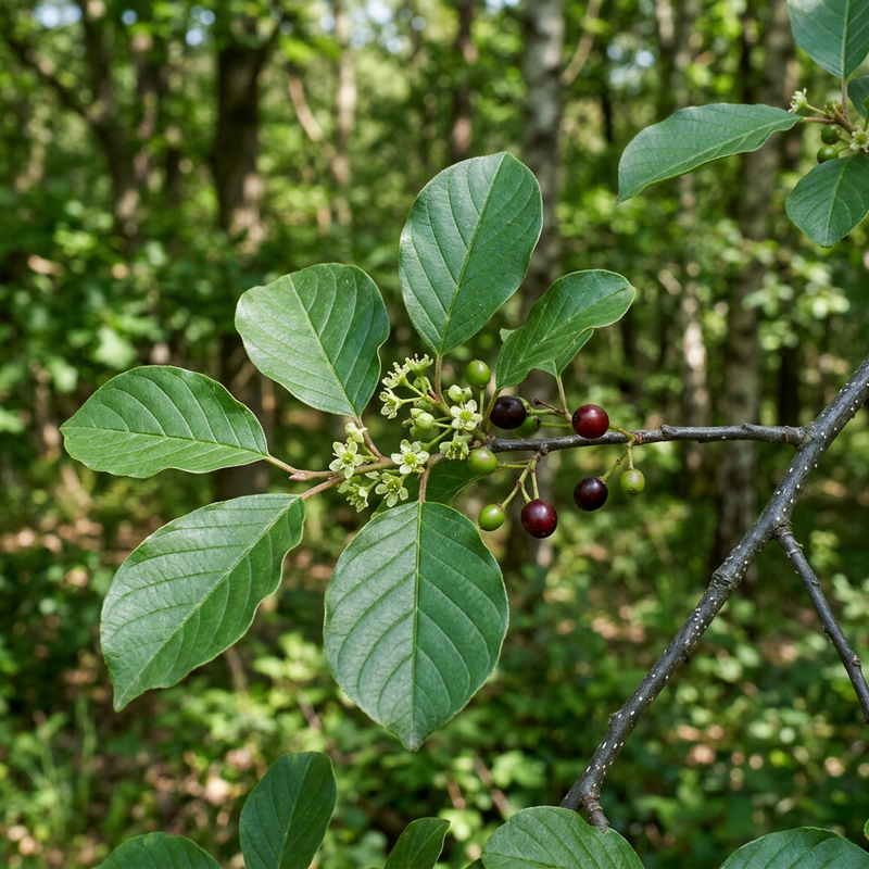 Faulbaum (Frangula alnus), KI-Illustration