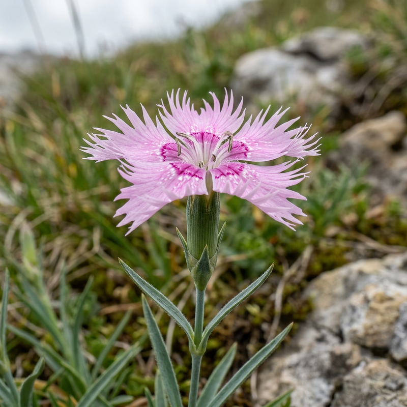 Feder-Nelke (Dianthus plumarius), KI-Illustration