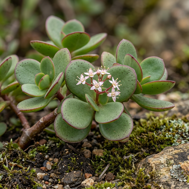 Feen-Dickblatt (Crassula multicava), KI-Illustration