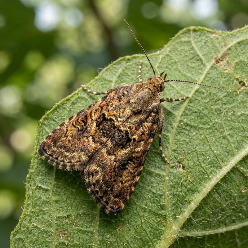 Feigen-Spreizflügelfalter (Choreutis nemorana), KI-Illustration