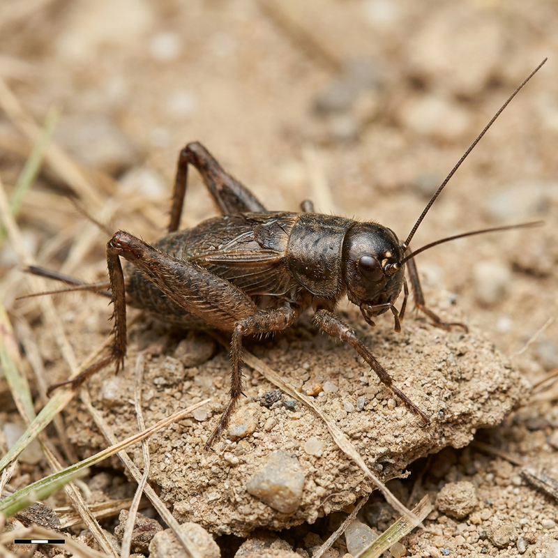 Feldgrille (Gryllus campestris), KI-Illustration