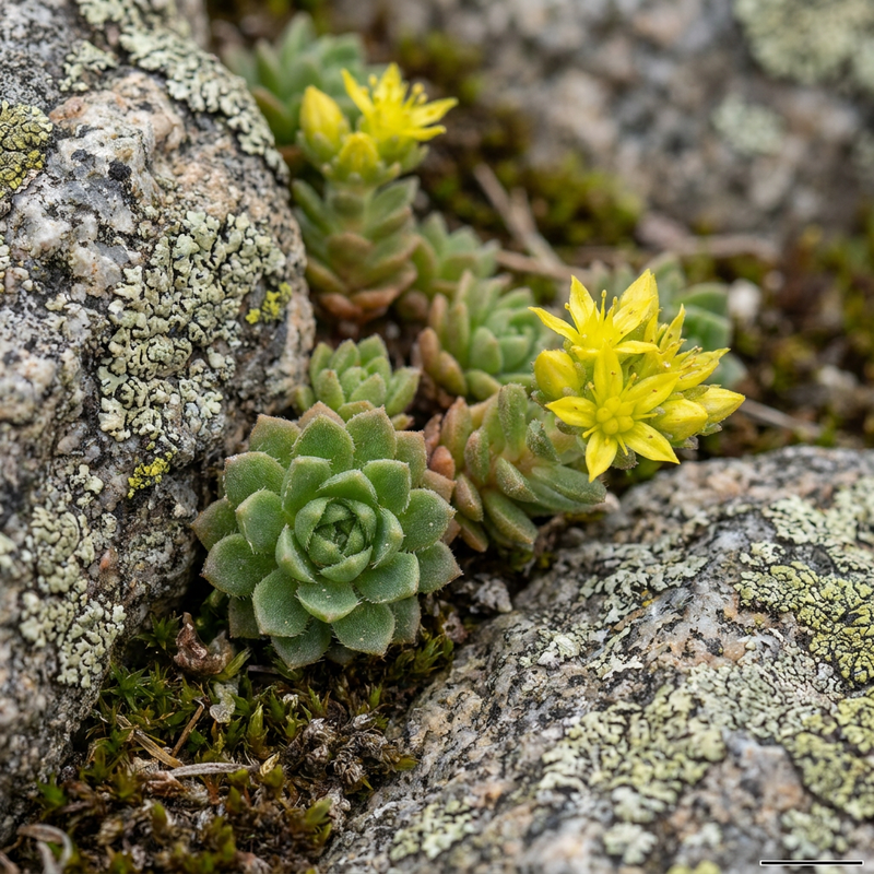 Felsen-Fetthenne (Petrosedum), KI-Illustration