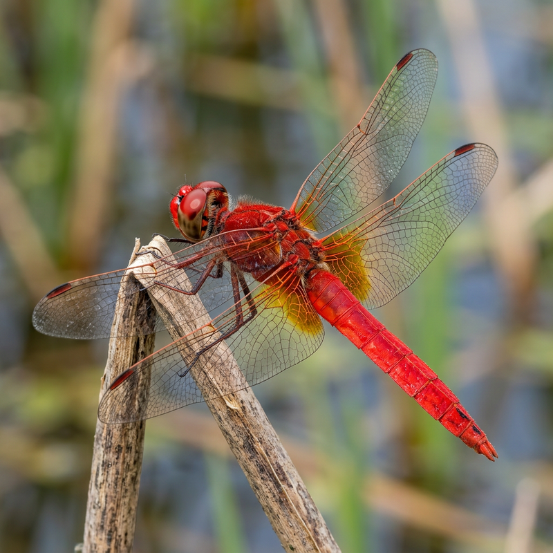 Feuerlibelle (Crocothemis erythraea), KI-Illustration