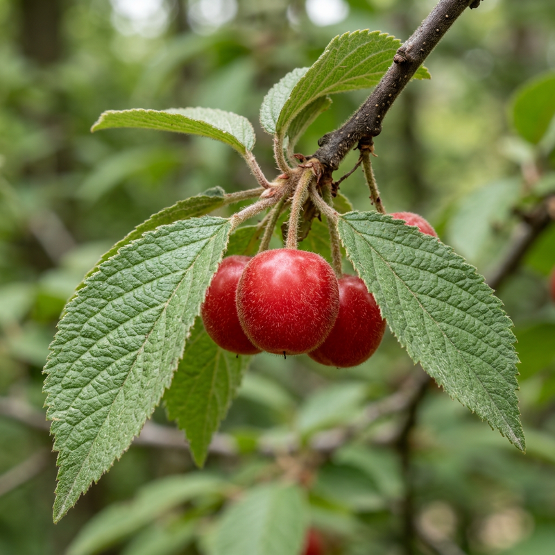 Filzkirsche (Prunus tomentosa), KI-Illustration