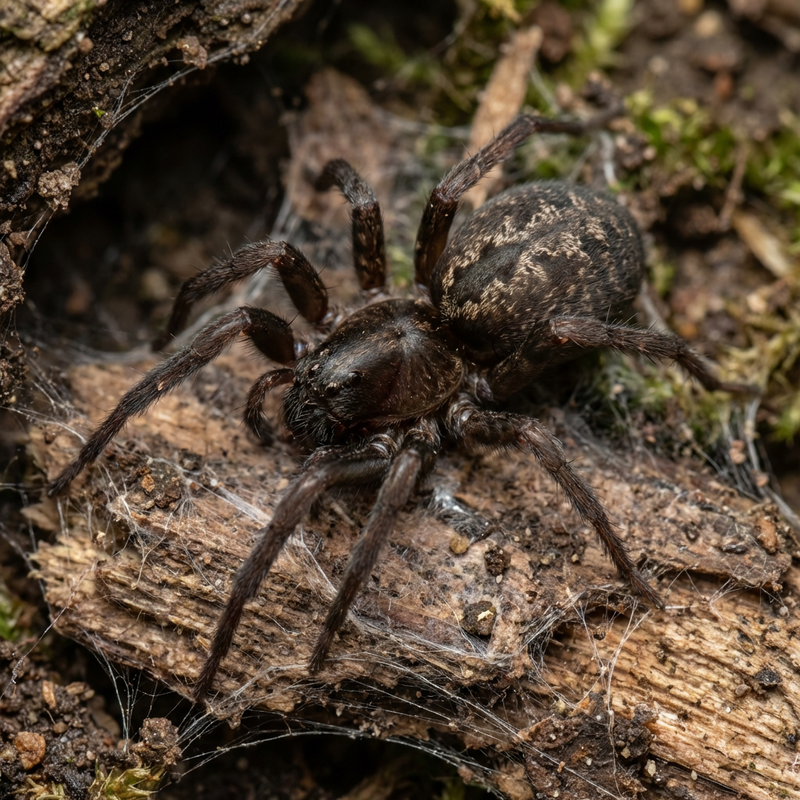 Finsterspinne (Amaurobius ferox), KI-Illustration