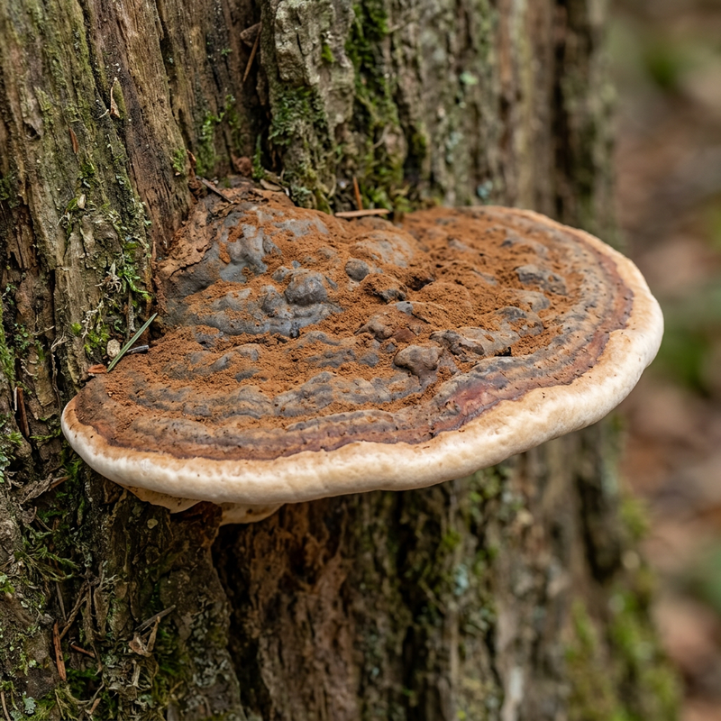 Flacher Lackporling (Ganoderma applanatum), KI-Illustration