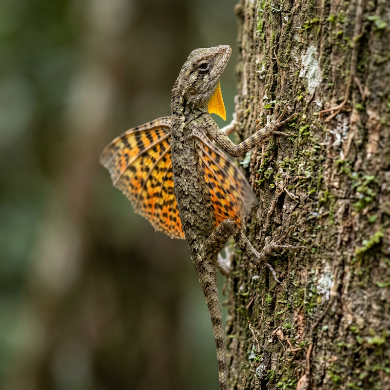 Flugdrache (Draco volans), KI-Illustration