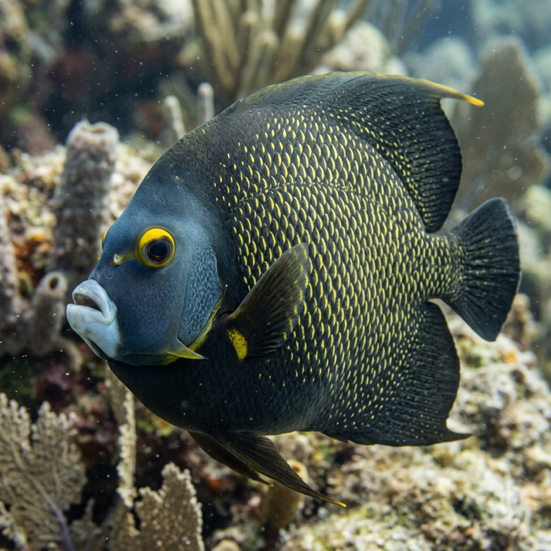 Französischer Kaiserfisch (Pomacanthus paru), KI-Illustration