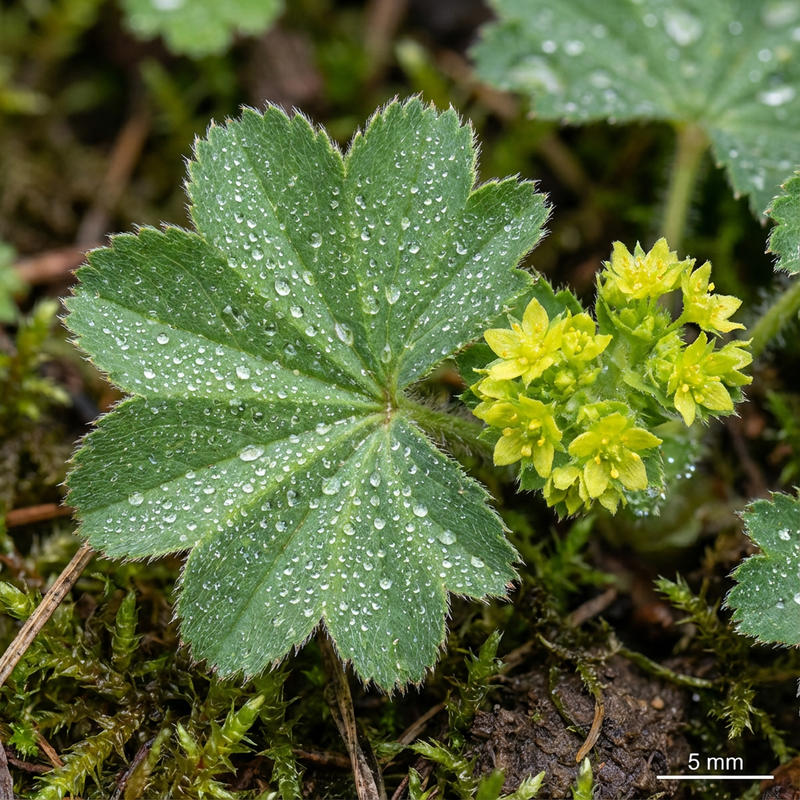 Frauenmantel (Alchemilla xanthochlora), KI-Illustration