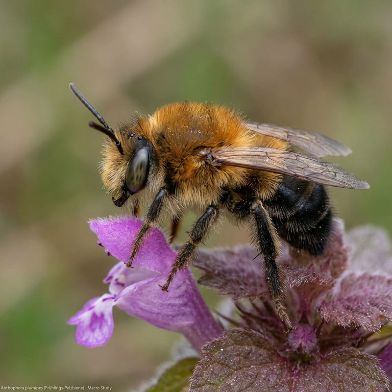 Frühlings-Pelzbiene (Anthophora plumipes), KI-Illustration