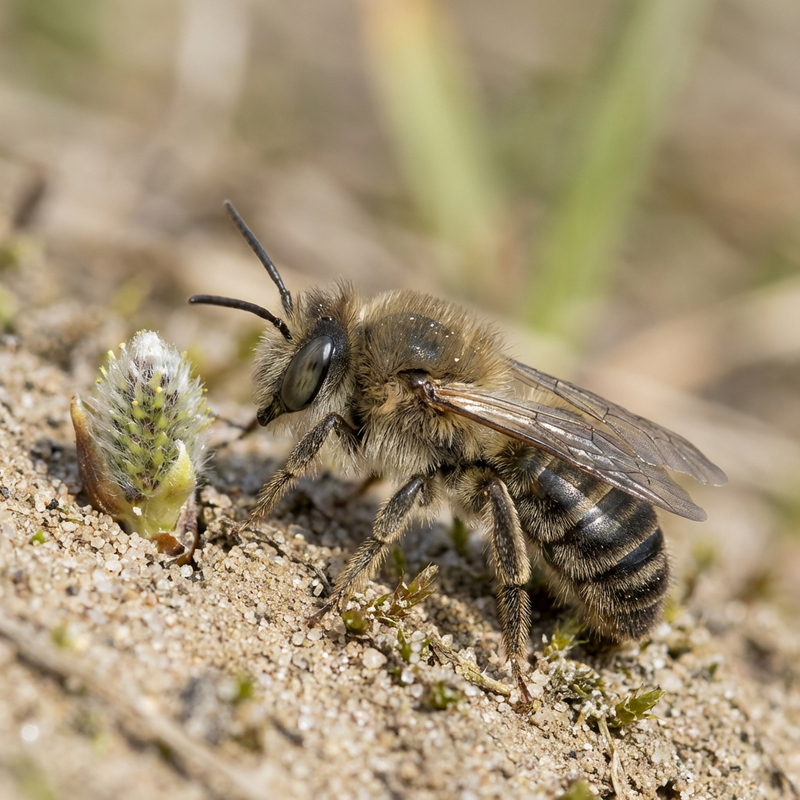 Frühlings-Seidenbiene (Colletes cunicularius), KI-Illustration