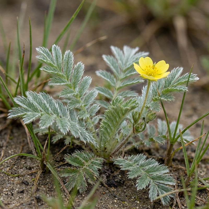 Gaensefingerkraut (Potentilla anserina), KI-Illustration