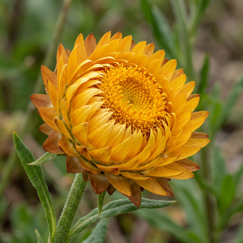 Garten-Strohblume (Xerochrysum bracteatum), KI-Illustration