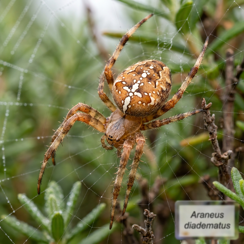 Gartenkreuzspinne (Araneus diadematus), KI-Illustration