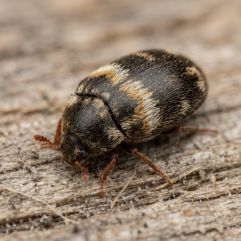 Gebänderter Pelzkäfer (Attagenus fasciatus), KI-Illustration