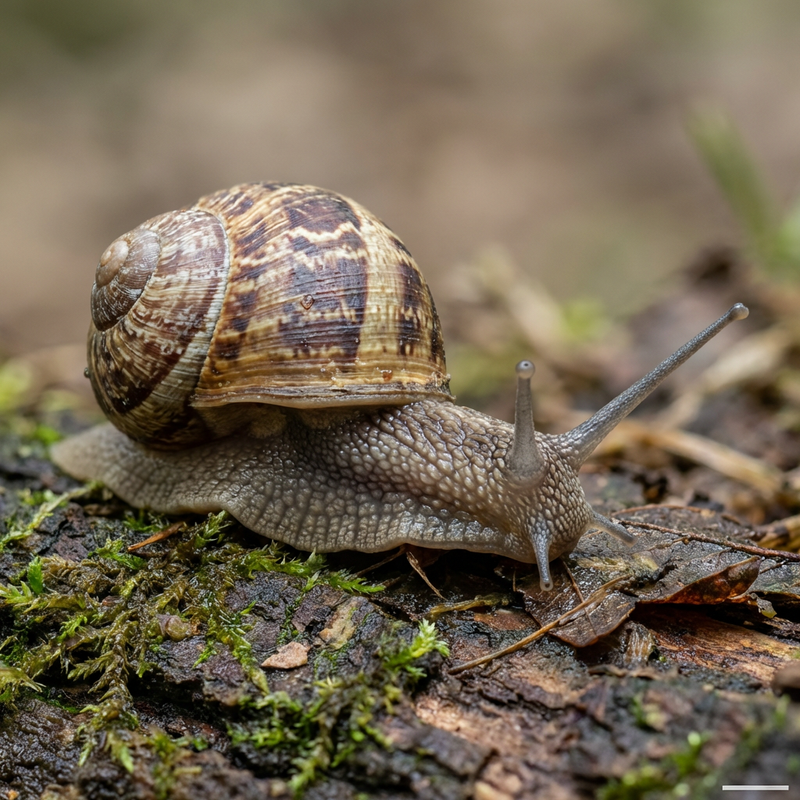 Gefleckte Weinbergschnecke (Cornu aspersum), KI-Illustration