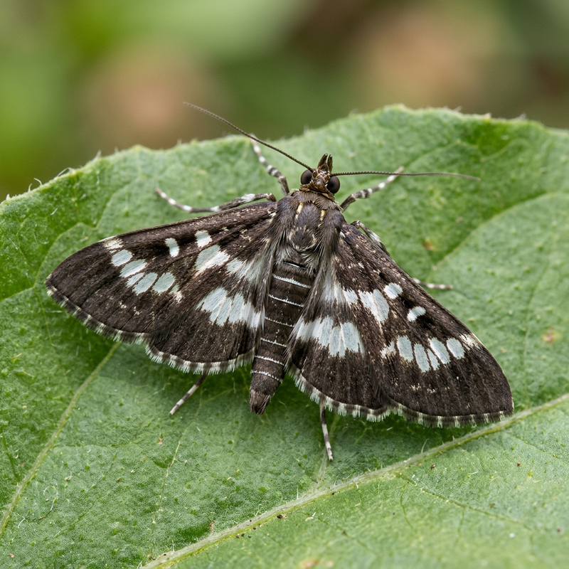 Gefleckter Rübenzünsler (Hymenia perspectalis), KI-Illustration