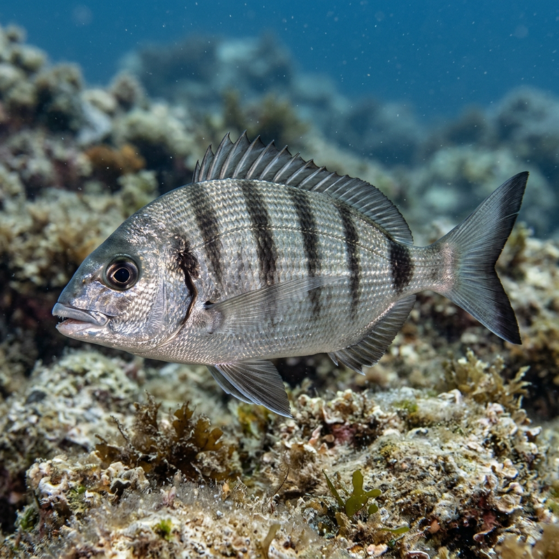 Geißbrasse (Diplodus sargus), KI-Illustration
