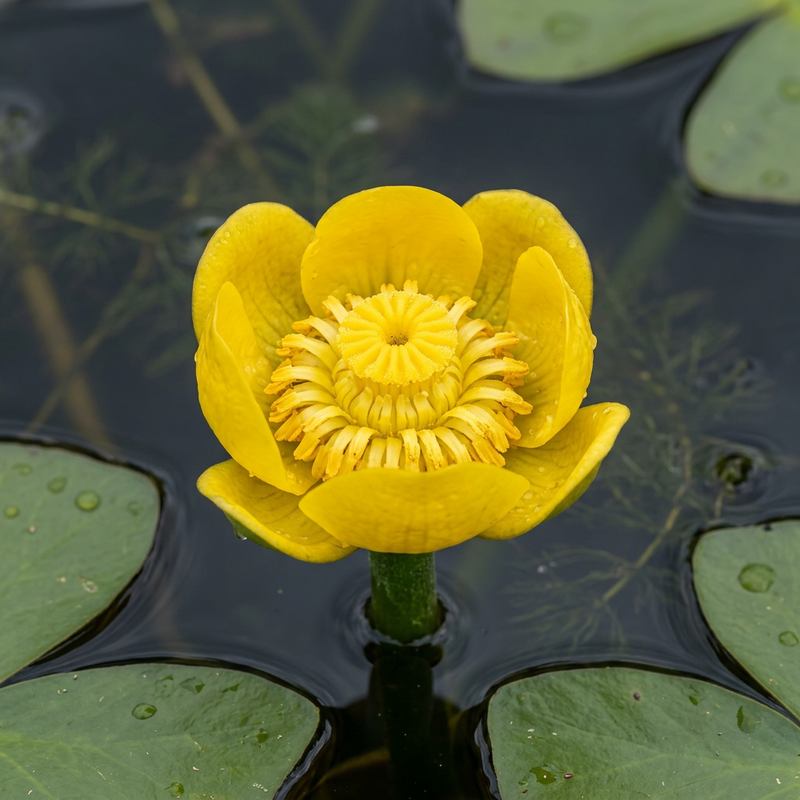 Gelbe Teichrose (Nuphar advena advena), KI-Illustration