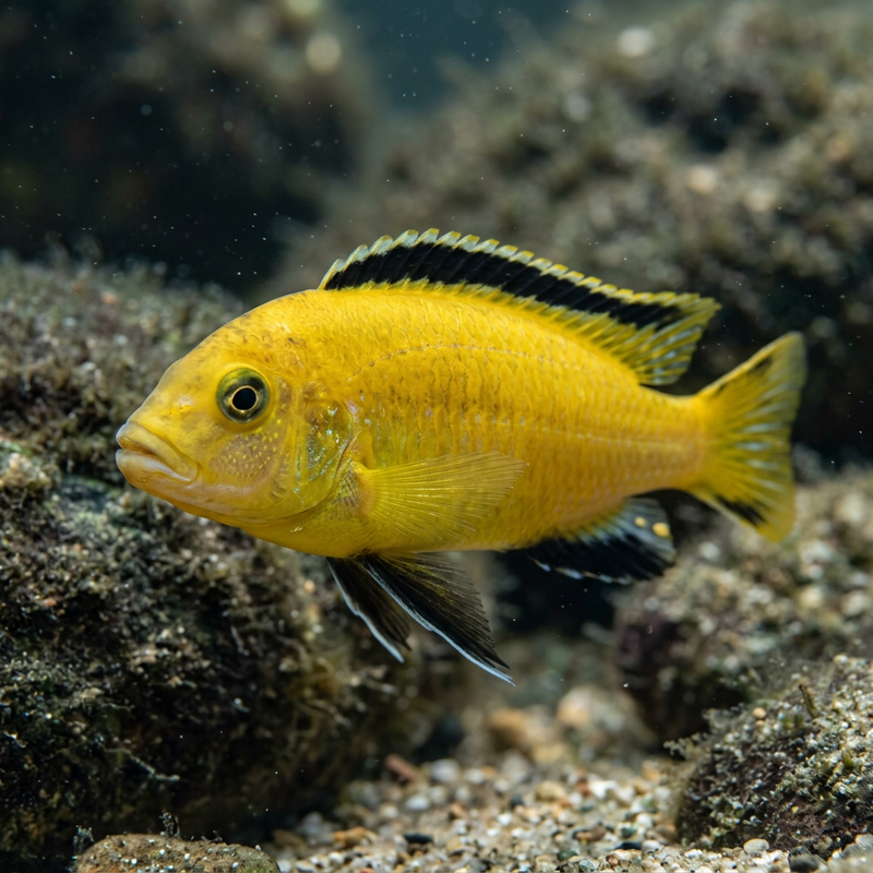 Gelber Labidochromis (Labidochromis caeruleus), KI-Illustration