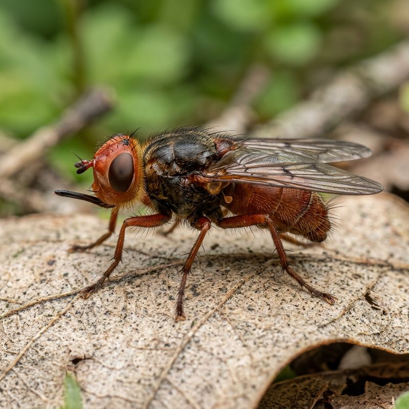 Gemeine Blasenkopffliege (Myopa testacea), KI-Illustration