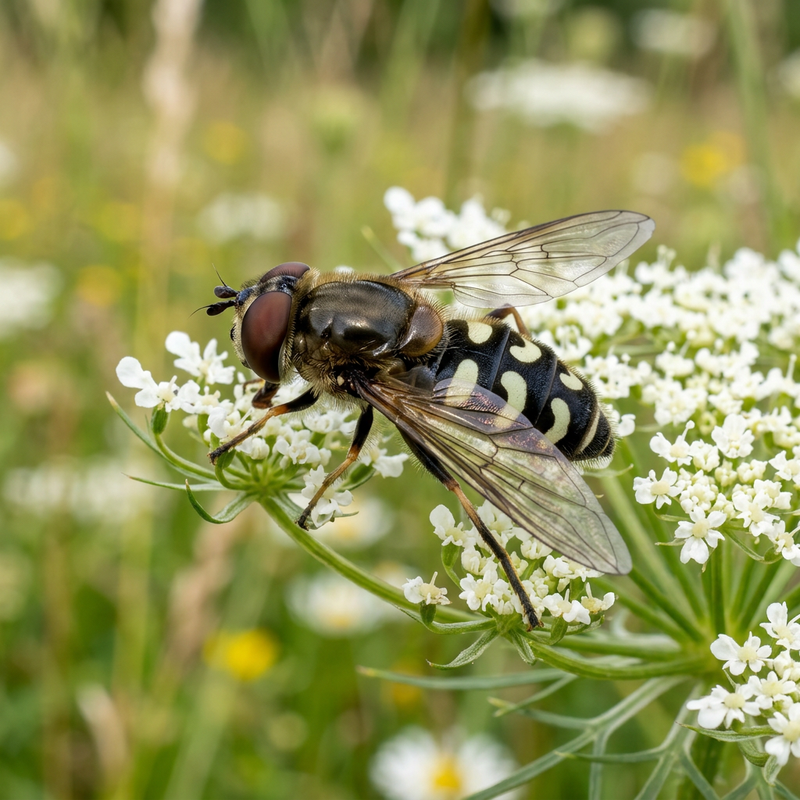 Gemeine Feldschwebfliege (Scaeva pyrastri), KI-Illustration
