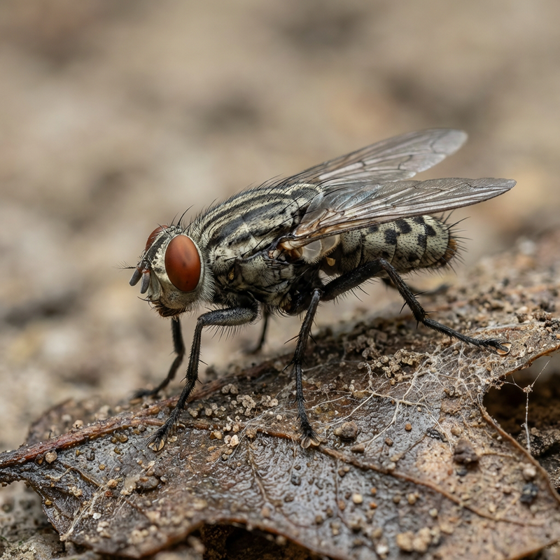 Gemeine Fleischfliege (Sarcophaga carnaria), KI-Illustration