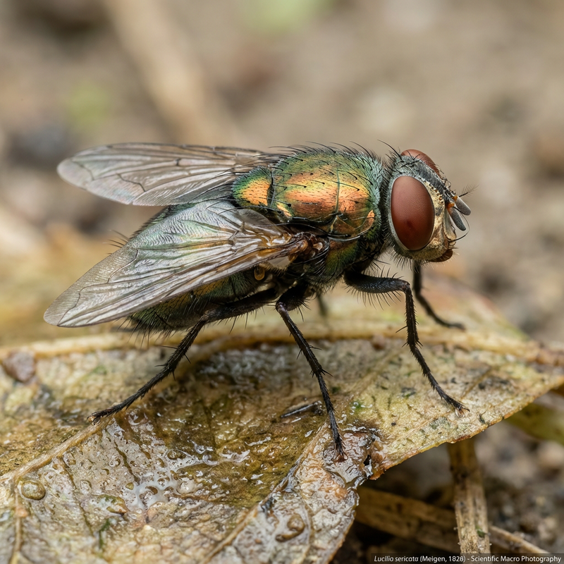 Gemeine Goldfliege (Lucilia sericata), KI-Illustration