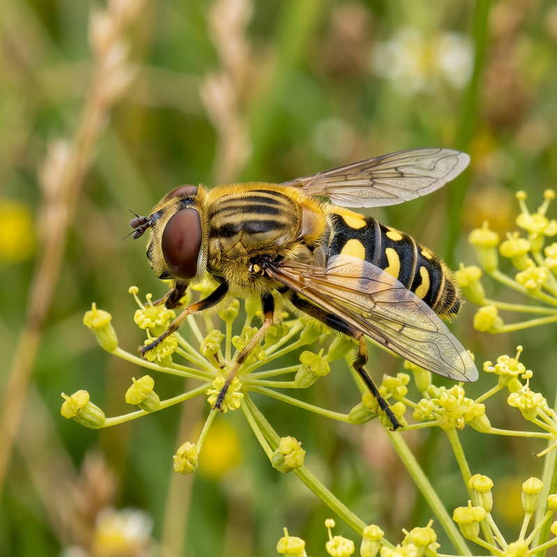 Gemeine Keilfleckschwebfliege (Helophilus pendulus), KI-Illustration