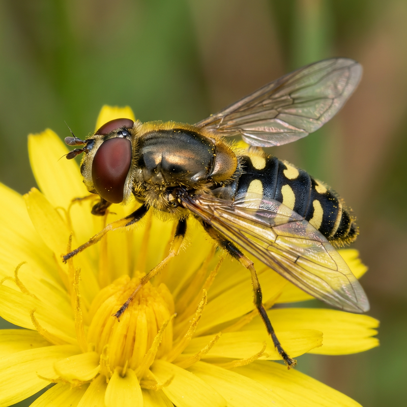 Gemeine Schwebfliege (Syrphus ribesii), KI-Illustration